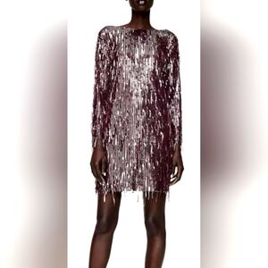 Zara Burgundy Sequin Mini Dress